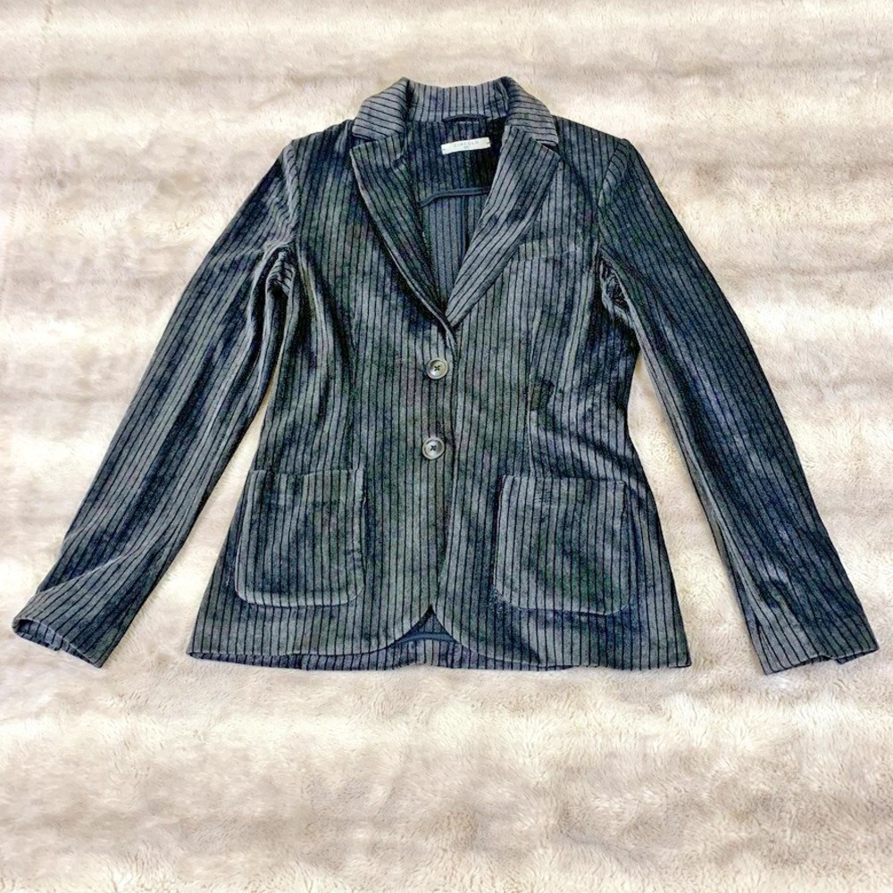 Circolo 1901 Womens Grey Pinstripe‎ Two Button Italy Blazer Jacket Sz 38 FD 1443